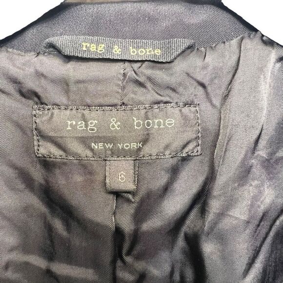 Rag and Bone Sz 8 tuxedo Blazer Navy Textured Shoulder Pads Lined - Picture 5 of 16